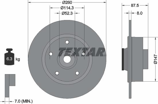 Textar 92295203 - Гальмівний диск autozip.com.ua