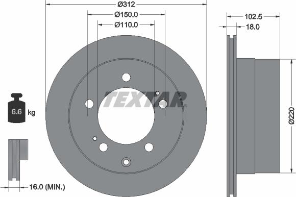 Textar 92249403 - Гальмівний диск autozip.com.ua