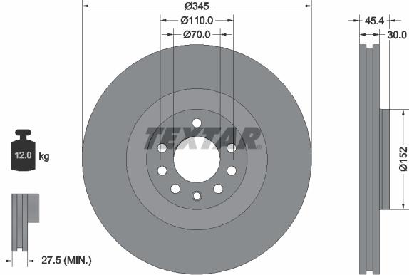 Textar 92242403 - Гальмівний диск autozip.com.ua