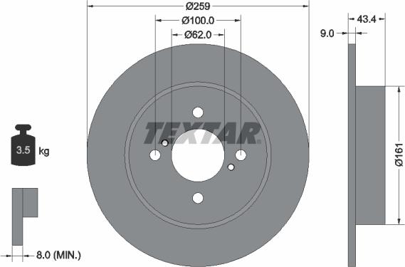 Textar 92242303 - Гальмівний диск autozip.com.ua