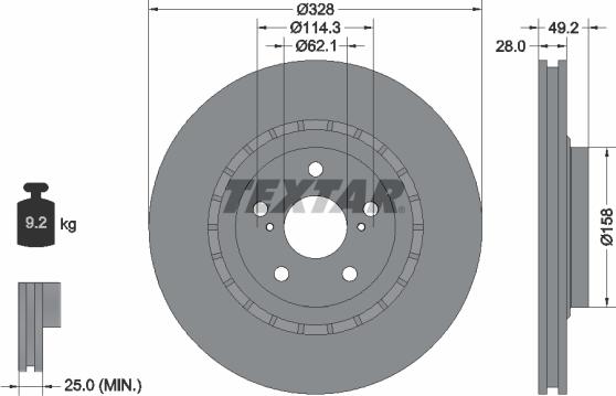 Textar 92259405 - Гальмівний диск autozip.com.ua