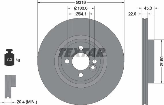 Textar 92255003 - Гальмівний диск autozip.com.ua