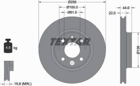 Textar 92255200 - Гальмівний диск autozip.com.ua