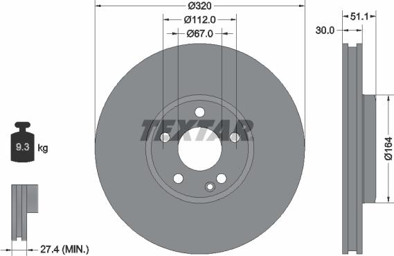 Textar 92258003 - Гальмівний диск autozip.com.ua