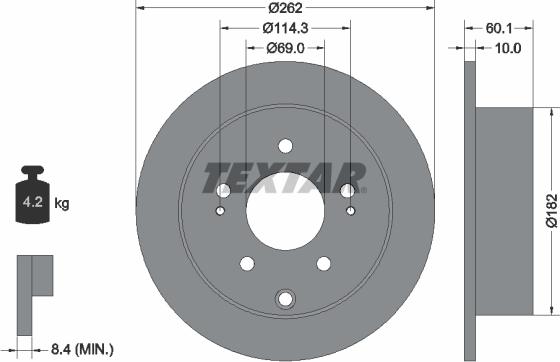 Textar 92269403 - Гальмівний диск autozip.com.ua