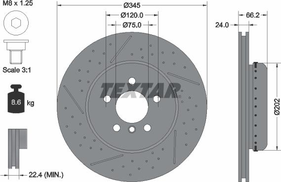 Textar 92265525 - Гальмівний диск autozip.com.ua