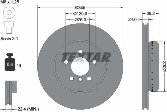 Textar 92265625 - Гальмівний диск autozip.com.ua