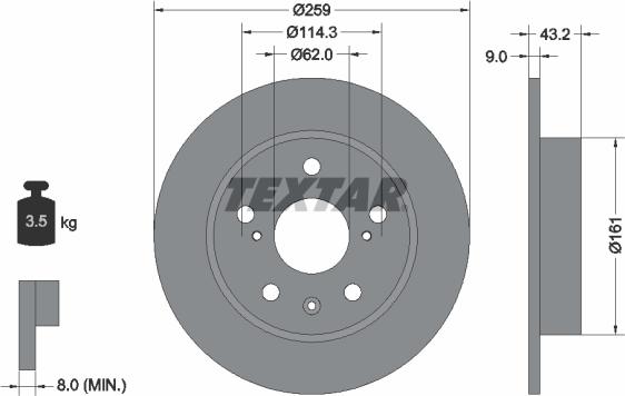 Textar 92268403 - Гальмівний диск autozip.com.ua