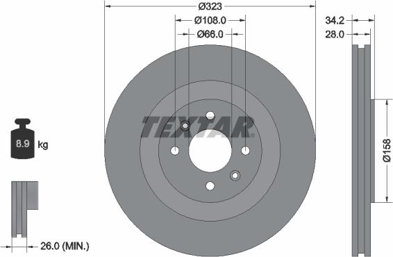 Textar 92267103 - Гальмівний диск autozip.com.ua