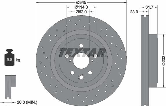 Textar 92204203 - Гальмівний диск autozip.com.ua