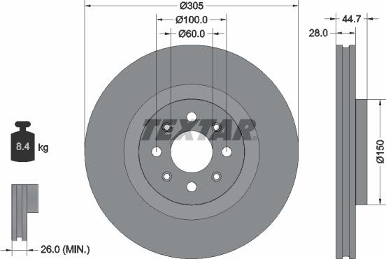 Textar 92202203 - Гальмівний диск autozip.com.ua