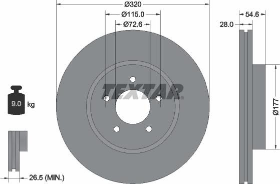 Textar 92235403 - Гальмівний диск autozip.com.ua