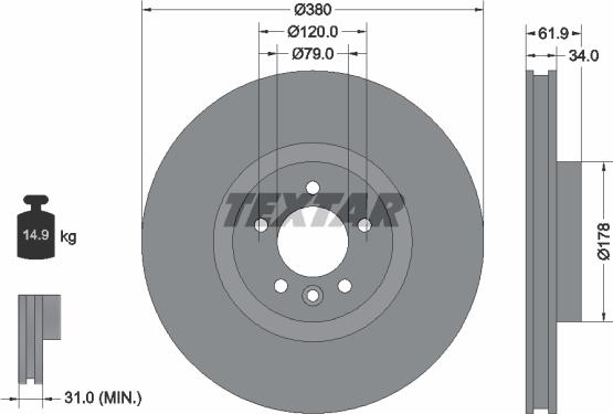 Textar 92235605 - Гальмівний диск autozip.com.ua