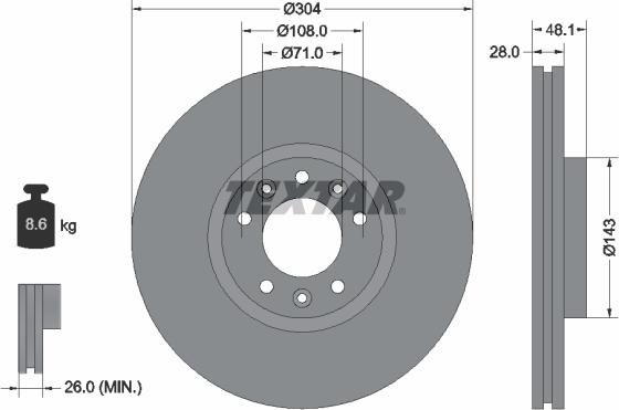 Textar 92232305 - Гальмівний диск autozip.com.ua