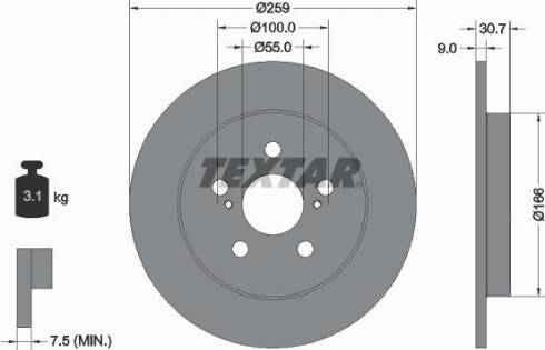 Textar 92224000 - Гальмівний диск autozip.com.ua