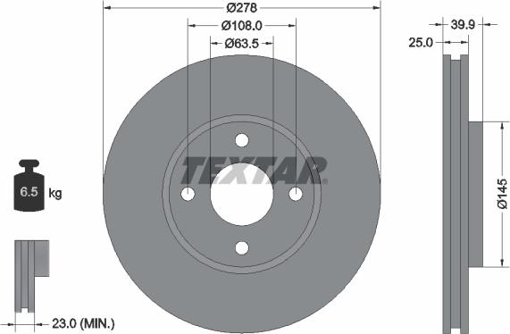 Textar 92279003 - Гальмівний диск autozip.com.ua