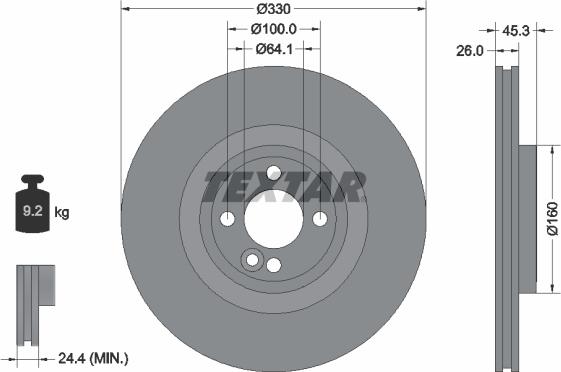 Textar 92275403 - Гальмівний диск autozip.com.ua