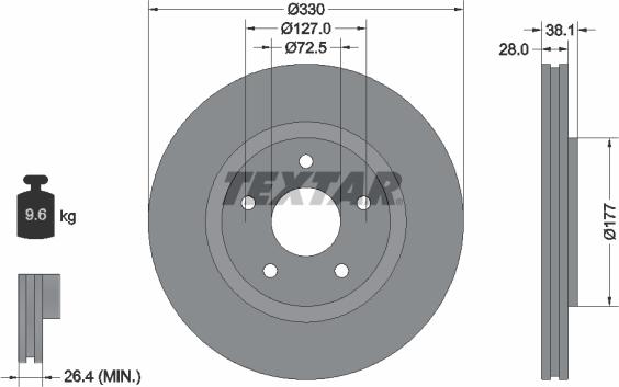 Textar 92278903 - Гальмівний диск autozip.com.ua