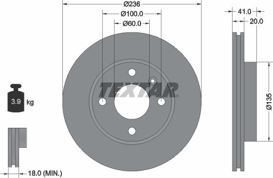 Textar 92278703 - Гальмівний диск autozip.com.ua