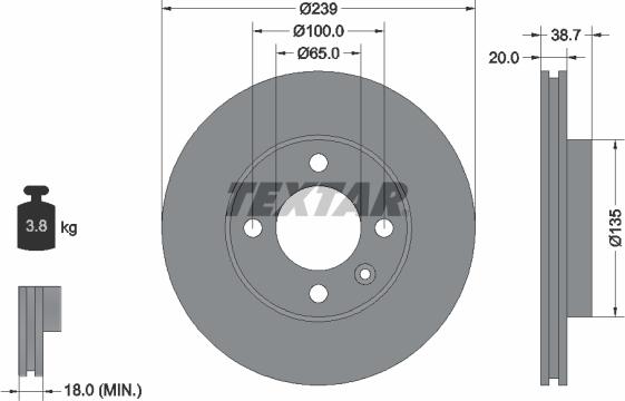 Textar 92012103 - Гальмівний диск autozip.com.ua