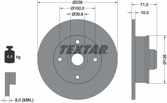 Textar 92041800 - Гальмівний диск autozip.com.ua