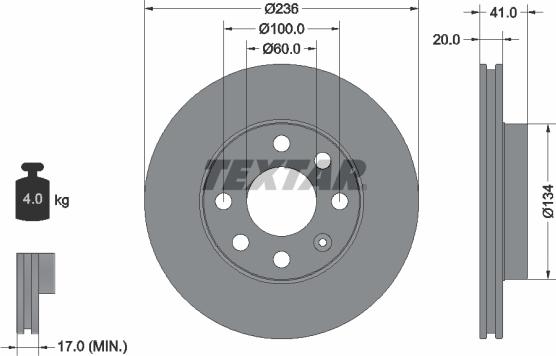 Textar 92029600 - Гальмівний диск autozip.com.ua