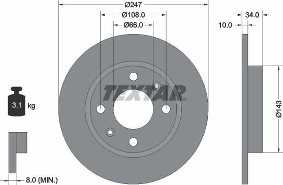 Textar 89001600 - Комплект гальм, дисковий гальмівний механізм autozip.com.ua