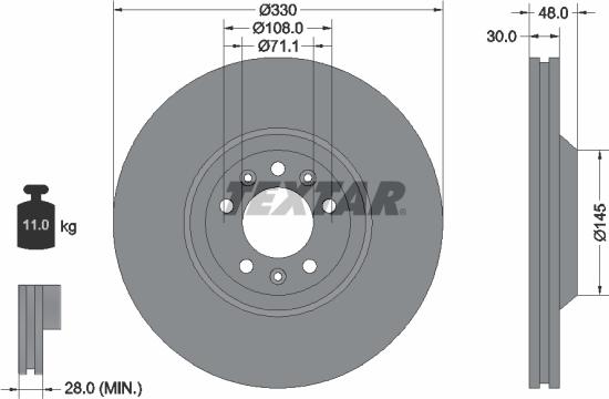 Textar 92129503 - Гальмівний диск autozip.com.ua