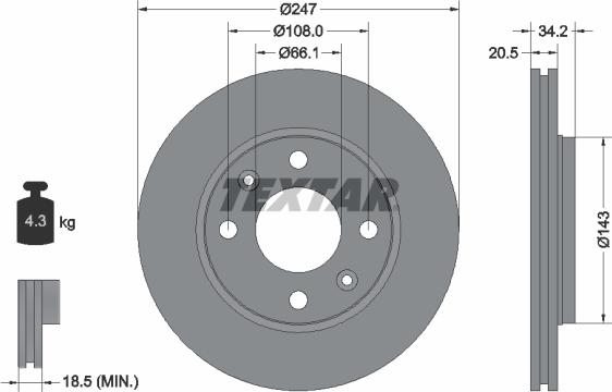 Textar 89016200 - Комплект гальм, дисковий гальмівний механізм autozip.com.ua