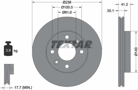 Textar 92036200 - Гальмівний диск autozip.com.ua