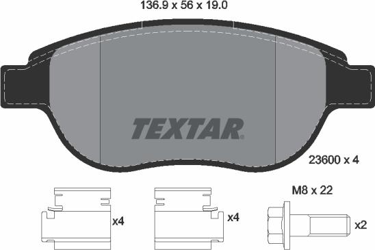 Textar 89007600 - Комплект гальм, дисковий гальмівний механізм autozip.com.ua