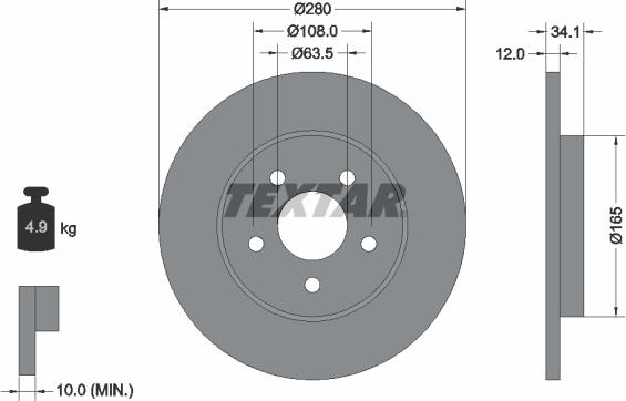 Textar 92109700 - Гальмівний диск autozip.com.ua