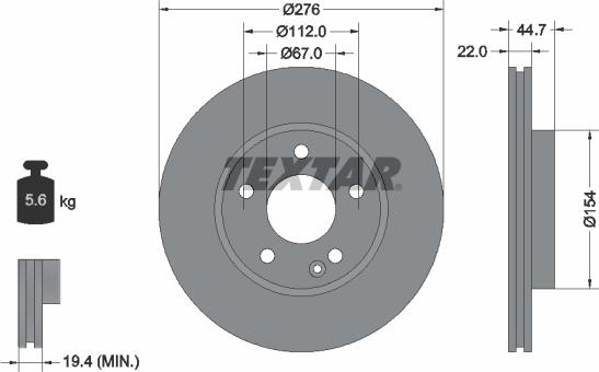 Textar 92131900 - Гальмівний диск autozip.com.ua