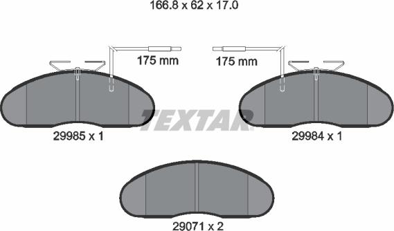 Textar 2998501 - Гальмівні колодки, дискові гальма autozip.com.ua