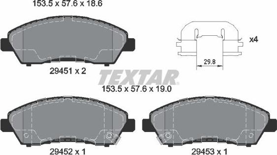 Textar 2945101 - Гальмівні колодки, дискові гальма autozip.com.ua