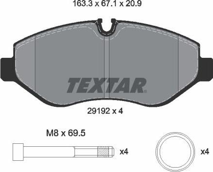 Textar 2919209 - Гальмівні колодки, дискові гальма autozip.com.ua