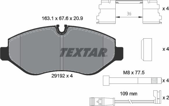 Textar 2919202 - Гальмівні колодки, дискові гальма autozip.com.ua