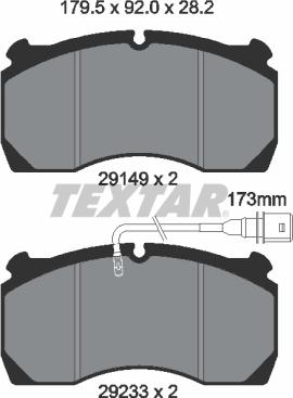 Textar 2914901 - Гальмівні колодки, дискові гальма autozip.com.ua