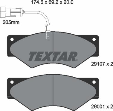 Textar 2910701 - Гальмівні колодки, дискові гальма autozip.com.ua