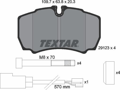 Textar 2912307 - Гальмівні колодки, дискові гальма autozip.com.ua