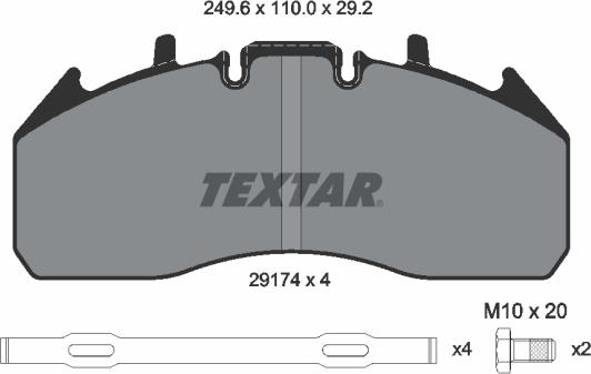 Textar 2917402 - Гальмівні колодки, дискові гальма autozip.com.ua