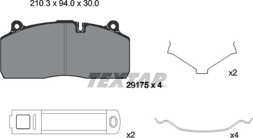 Textar 2917501 - Гальмівні колодки, дискові гальма autozip.com.ua