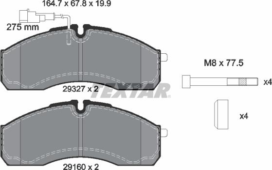 Textar 2932701 - Гальмівні колодки, дискові гальма autozip.com.ua