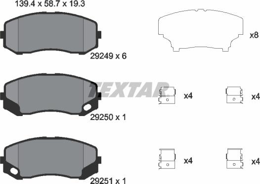 Textar 2924901 - Гальмівні колодки, дискові гальма autozip.com.ua