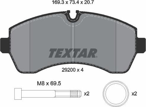 Textar 2920006 - Гальмівні колодки, дискові гальма autozip.com.ua