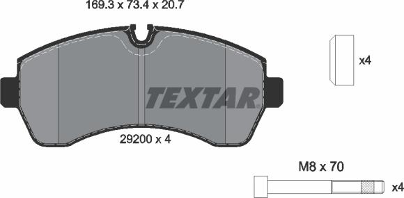 Textar 2920001 - Гальмівні колодки, дискові гальма autozip.com.ua