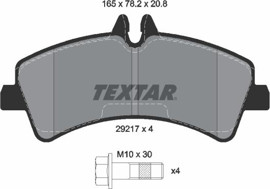 Textar 2921702 - Гальмівні колодки, дискові гальма autozip.com.ua