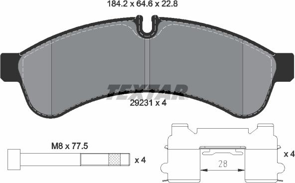 Textar 2923101 - Гальмівні колодки, дискові гальма autozip.com.ua