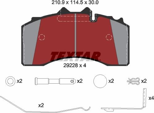 Textar 2922801 - Гальмівні колодки, дискові гальма autozip.com.ua