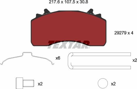 Textar 2927901 - Гальмівні колодки, дискові гальма autozip.com.ua